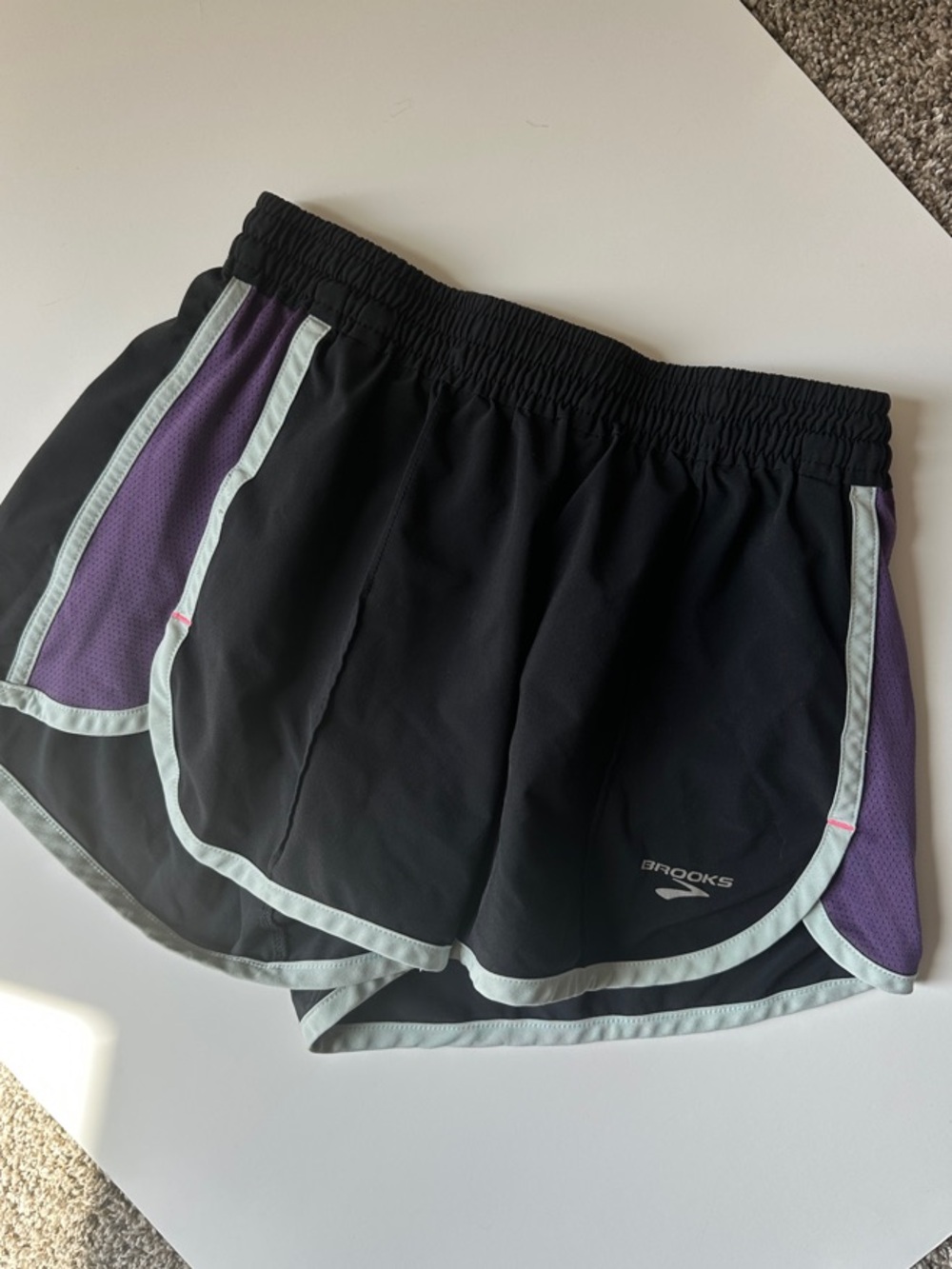 Brooks Black Women's Running Shorts with Purple Panels SMALL
